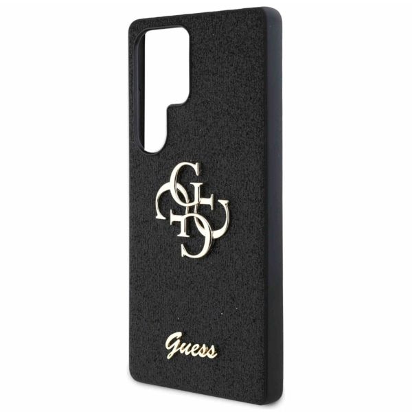 Guess 4G Metal Logo Back Cover mit Glitter Samsung Galaxy S25 Ultra - Schwarz