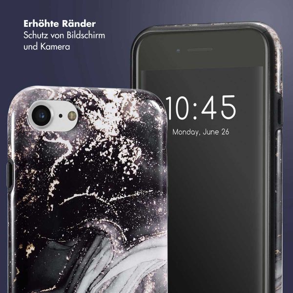 Selencia Vivid Tough Back Cover für das iPhone SE (2022 / 2020) / 8 / 7 / 6(s) - Chic Marble Black