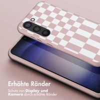 Selencia SilikonHülle design mit abnehmbarem Band Samsung Galaxy S23 - Irregular Check Sand Pink
