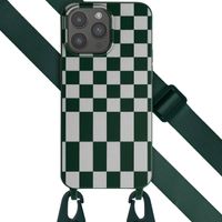 Selencia SilikonHülle design mit abnehmbarem Band Apple iPhone 15 Pro Max - Irregular Check Green