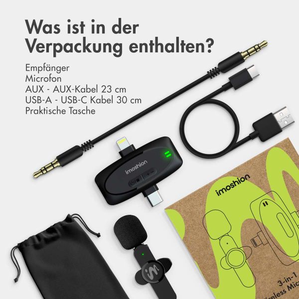 imoshion Mikrofon für Telefon - Ansteckmikrofon - Kabellos - Bluetooth / Lightning / USB-C