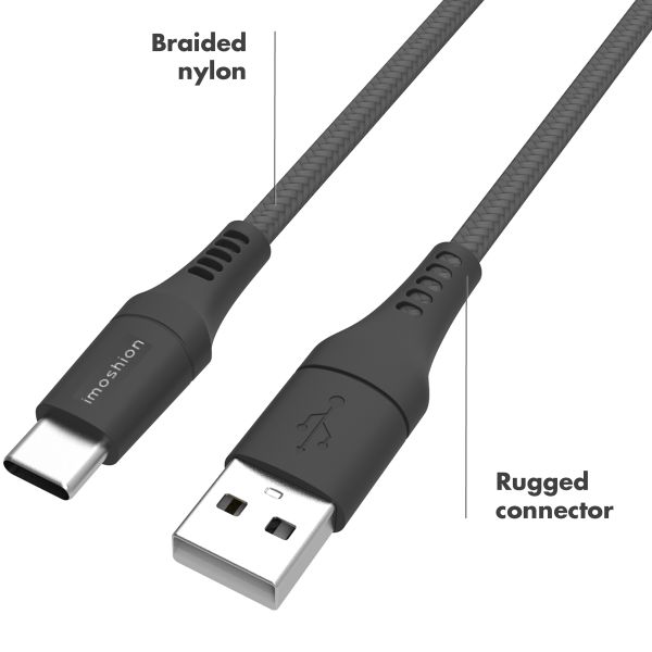 imoshion USB-C auf USB-Kabel für das Samsung Galaxy S21 Ultra - Geflochtenes Gewebe - 3 m - Schwarz