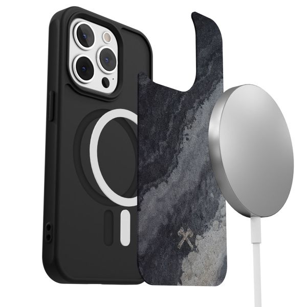 Woodcessories Bumper Case MagSafe für das iPhone 15 Pro - Stone Camo Gray Black