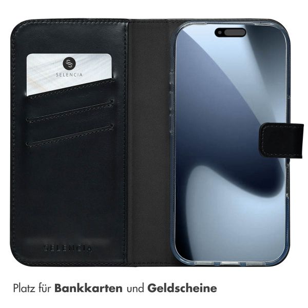 Selencia Echtleder Klapphülle Apple iPhone 17 Pro - Schwarz