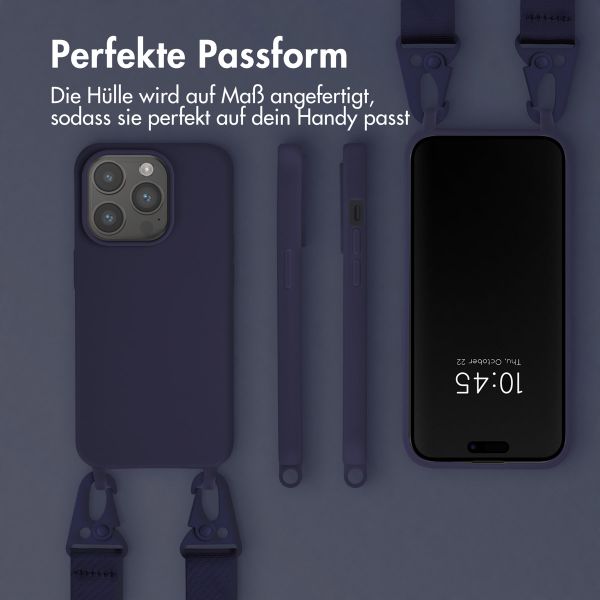 Selencia SilikonHülle mit abnehmbarem Band Apple iPhone 15 Pro - Dunkelblau