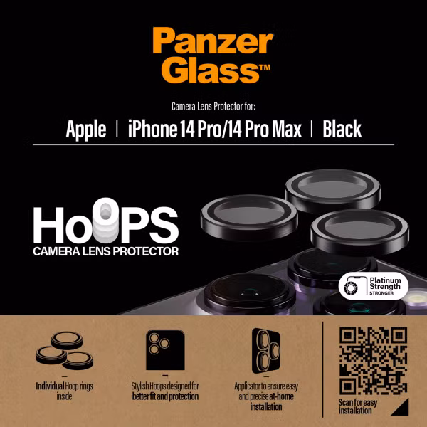 PanzerGlass Kameraprotektor Hoop Optic Rings für das Apple iPhone 14 Pro / 14 Pro Max
