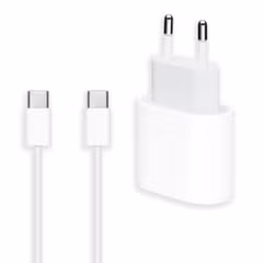 Apple Original USB-C Power Adapter 20 Watt + Original USB-C auf USB-C Ladekabel - 2 Meter - Weiß