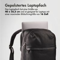 Accezz Leather Laptop Rucksack 16 Zoll - Schwarz