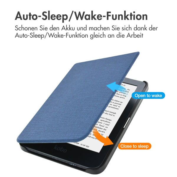 imoshion Canvas Sleepcover Klapphülle für das Kobo Clara 2E / Tolino Shine 4 - Dunkelblau