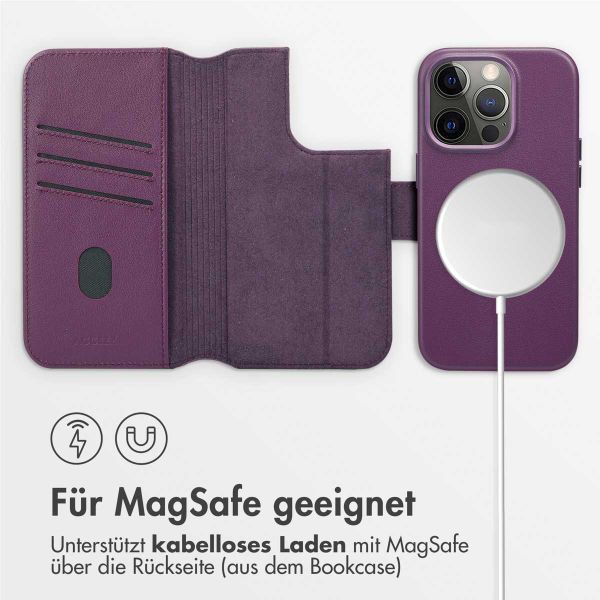 Accezz 2-in-1 Klapphülle aus Leder mit MagSafe für das iPhone 14 Pro - Heath Purple