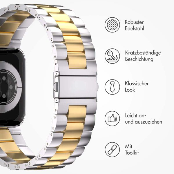 imoshion Edelstahlarmband für das Apple Watch Series 1 bis 11 / SE / Ultra (44/45/46/49 mm) - Silber / Gold
