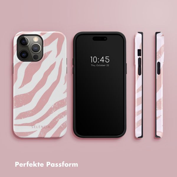 Selencia Vivid Tough Back Cover für das iPhone 14 Pro Max - Colorful Zebra Old Pink