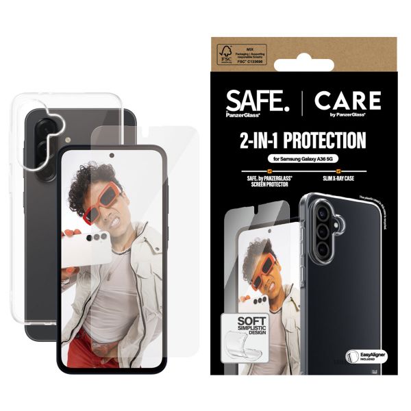 CARE by PanzerGlass Fashion Backcover XR + Ultra-Wide Fit Displayschutz mit Applikator Samsung Galaxy A36 - Transparent