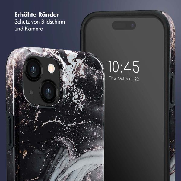 Selencia Vivid Tough Back Cover für das iPhone 15  - Chic Marble Black