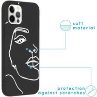 imoshion Design Hülle iPhone 12 (Pro) - Abstraktes Gesicht - Weiß