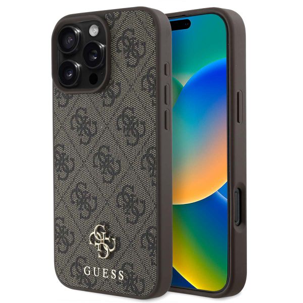 Guess 4G Metal Logo Back Cover MagSafe für das iPhone 16 Pro Max - Braun