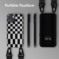 Selencia SilikonHülle design mit abnehmbarem Band Apple iPhone 15 Plus - Irregular Check Black