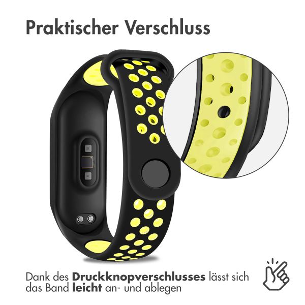 imoshion Silikonband Sport für das Xiaomi Mi Band 3 / 4 - Schwarz / Lime