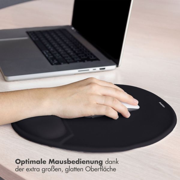 imoshion Ergonomisches Mauspad - Mauspad mit Handgelenkstütze - 30 x 25 cm - Schwarz