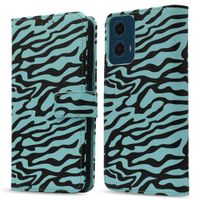 imoshion Design Klapphülle Motorola Moto G34 - Black Blue Stripes