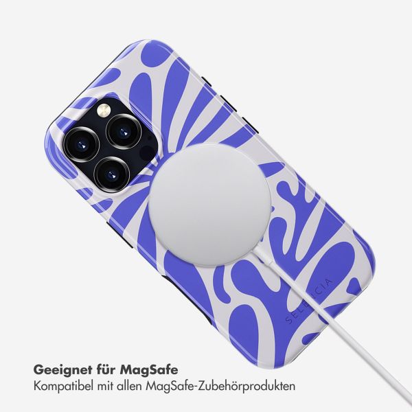 Selencia Vivid Tough Back Cover MagSafe für das iPhone 16 Pro - Modern Bloom Sapphire Blue