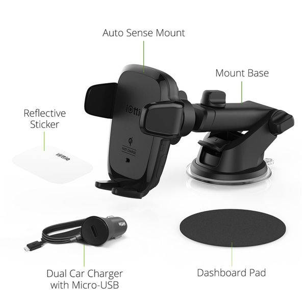 iOttie AutoSense Wireless Fast Charging Mount - Handyhalterung Auto - Armaturenbrett und Windschutzscheibe - Kabelloses Ladegerät