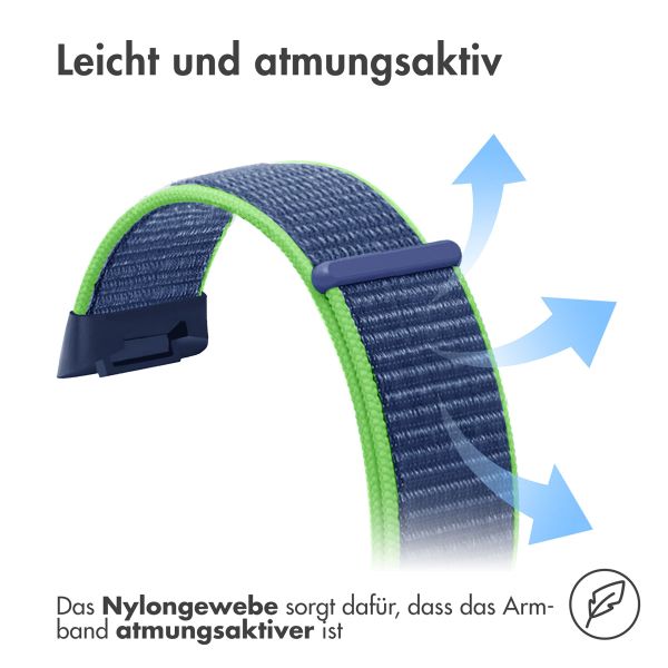 imoshion Nylonarmband für das Fitbit Charge 5 / Charge 6 - Größe L - Blau / Grün