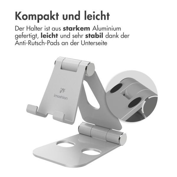 imoshion Aluminium-Handyhalter Schreibtisch - Verstellbar - Universal - Silber