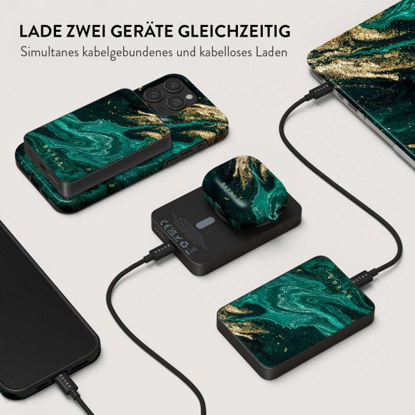 Burga Magnetische Powerbank 5.000 mAh - Geeignet für MagSafe | Emerald Pool - Gunmetal