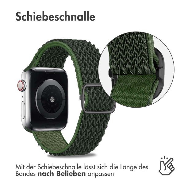 imoshion Elastisches Nylonarmband für das  Apple Watch Series 1 t/m 9 / SE (38/40/41 mm) | Series 10 / 11 (42 mm) - Dunkelgrün