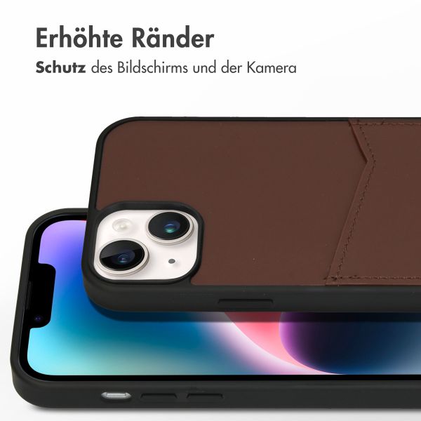 Accezz Premium Leather Card Slot Back Cover für das iPhone 14 Plus - Braun