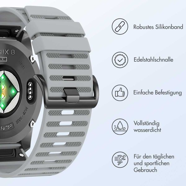 imoshion QuickFit® Silikonarmband Stripe für die Garmin Watch | 26 mm Anschluss - Grau