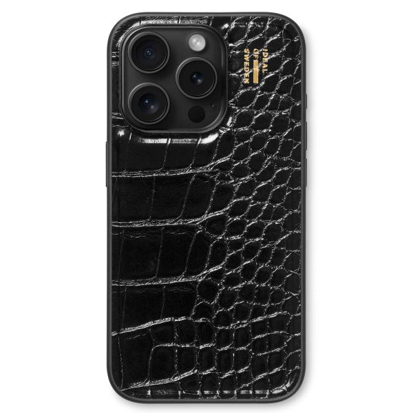 iDeal of Sweden Vegan Leather Back Cover für das iPhone 14 Pro - Black Croco