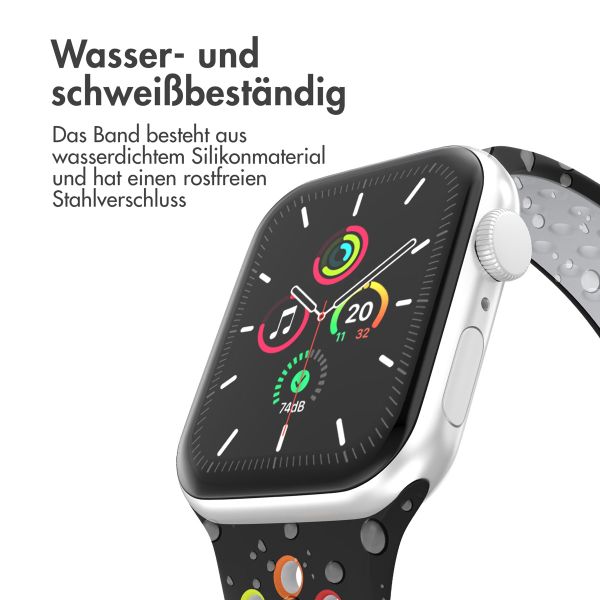 imoshion Sportarmband⁺ für die Apple Watch Series 1 bis 10 / SE / Ultra (2) (44/45/46/49 mm) - Größe S/M - Black Rainbow