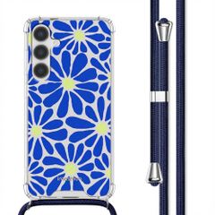 imoshion Design Hülle mit Band Samsung Galaxy S24 Plus - Cobalt Blue Flowers Connect
