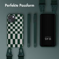 Selencia SilikonHülle design mit abnehmbarem Band Apple iPhone 15 Plus - Irregular Check Green