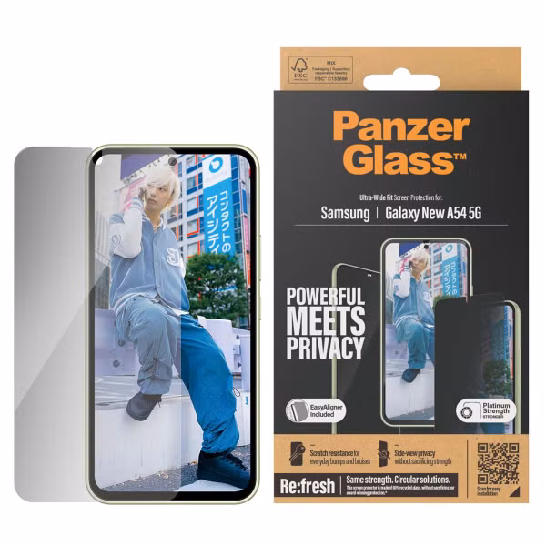 PanzerGlass Ultra Wide Fit Antibakterieller Screen Protector mit Sichtschutz inkl. Applikator Samsung Galaxy A55