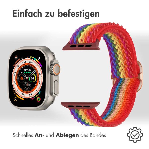 imoshion Elastische Nylonarmband für das Apple Watch Series 1-10 / SE / Ultra (2) - 42/44/45/46/49 mm - Rainbow