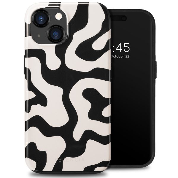 Selencia Vivid Tough Back Cover für das iPhone 15  - Art Wave Black