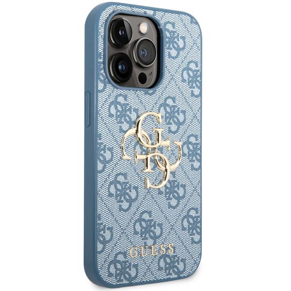 Guess 4G Metal Logo Back Cover für das iPhone 14 Pro - Blau