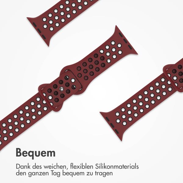 imoshion Sportarmband⁺ für die Apple Watch Series 1 bis 9 / SE (38/40/41 mm) | Series 10 (42 mm) - Größe S/M - Wine Red & Black