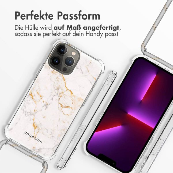 imoshion Design Hülle mit Band für das iPhone 13 Pro Max - White Marble