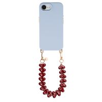 Selencia Rivièra MagSafe Backcover mit abnehmbaren Haken für das Apple iPhone 17e / 16e - Powder Blue + Lova Handykette - Burgundy
