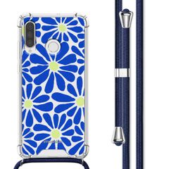 imoshion Design Hülle mit Band Huawei P30 Lite - Cobalt Blue Flowers Connect