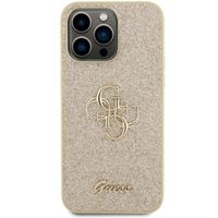 Guess 4G Metal Logo Back Cover mit Glitter für das iPhone 15 Pro Max - Gold