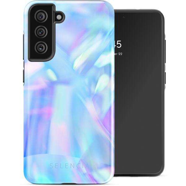 Selencia Vivid Tough Back Cover für das Samsung Galaxy S21 FE - Holographic Blue Dream