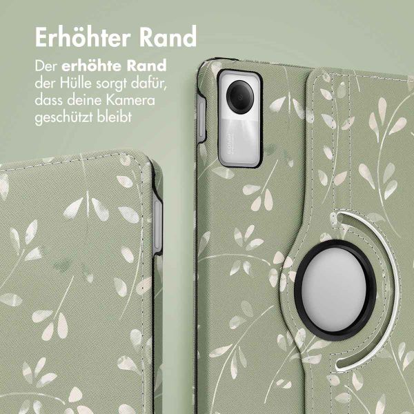 imoshion 360° drehbare Design Klapphülle für das Xiaomi Redmi Pad SE - Green Flowers