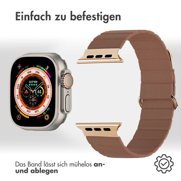 imoshion Magnetlederarmband für das Apple Watch Series 1-10 / SE / Ultra (2) - 42/44/45/46/49 mm - Braun