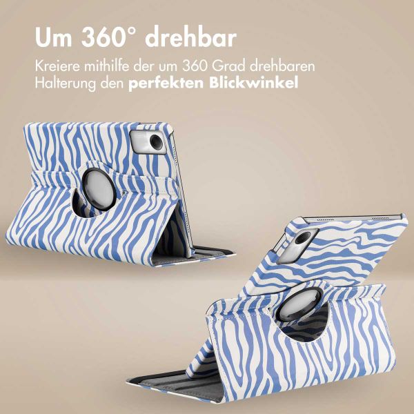 imoshion 360° drehbare Design Klapphülle Xiaomi Redmi Pad SE - White Blue Stripes
