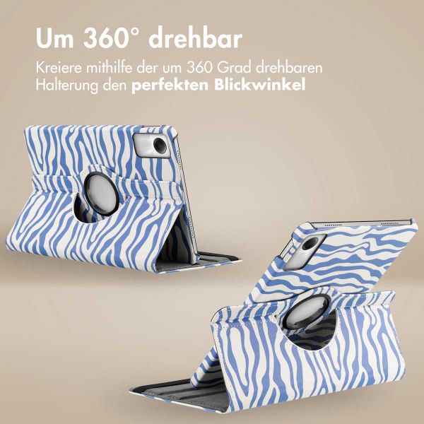 imoshion 360° drehbare Design Klapphülle für das Xiaomi Redmi Pad SE - White Blue Stripes